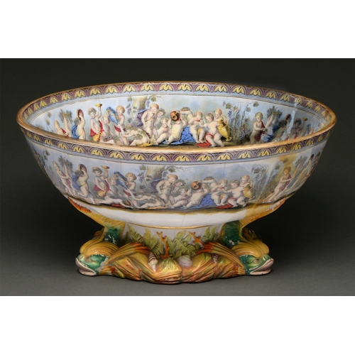 711 - An unusually large Staffordshire earthenware punch bowl, possibly F & R Pratt, c1860, with the i... 