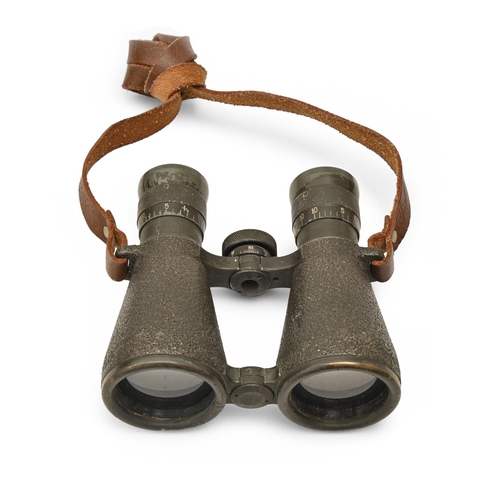 813 - Militaria. A pair of WWI Imperial German field grey painted binoculars, Fernglas 08, No 49935, stamp... 