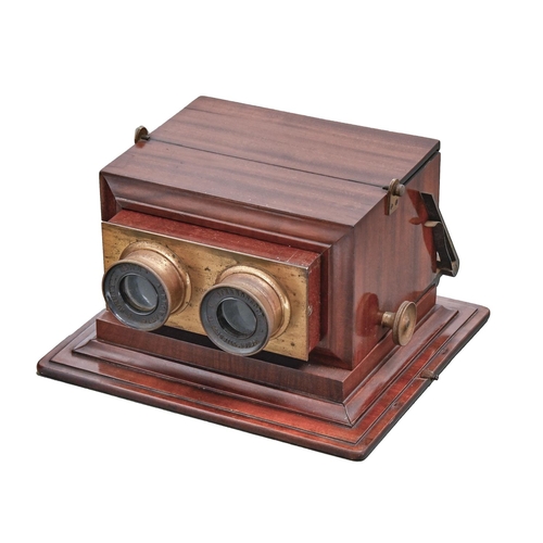 867 - A Victorian mahogany and brass achromatic stereoscope, Smith, Beck & Beck London, No 2083, focus... 