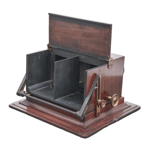 867 - A Victorian mahogany and brass achromatic stereoscope, Smith, Beck & Beck London, No 2083, focus... 