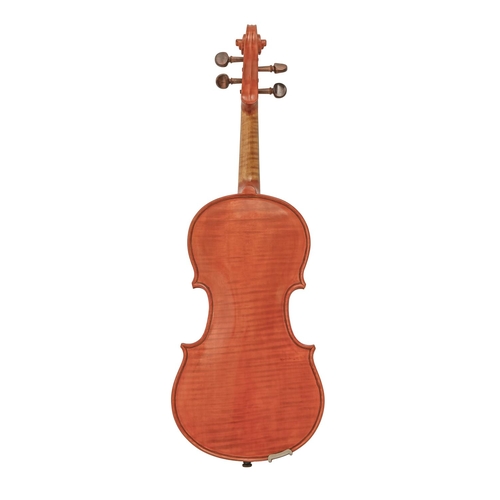 876 - An English violin and bow, Edwin Gabbitas (1889-1974), length of back 36cm, signed handwritten label... 