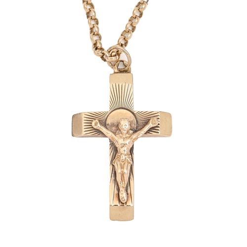 88 - A 9ct gold crucifix, 34mm, Birmingham 1977 and a 9ct gold chain, 14.3g