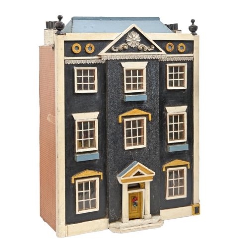 895 - A Georgian style painted wood and otherwise ornamented doll's house, 67cm h