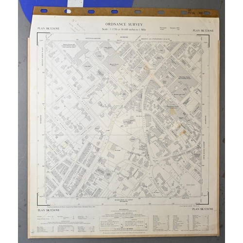 906 - Maps. A collection of Nottingham Ordnance Surveys, 20th c, mostly 1:1250 scale suburban street views... 