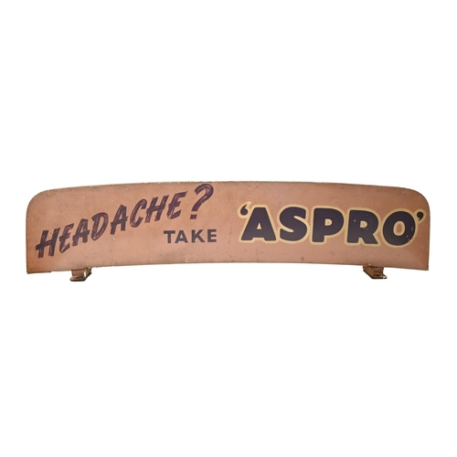 916 - Advertising. A double sided painted wood advertisement - HEADACHE? TAKE 'ASPRO', mid 20th c, on two ... 