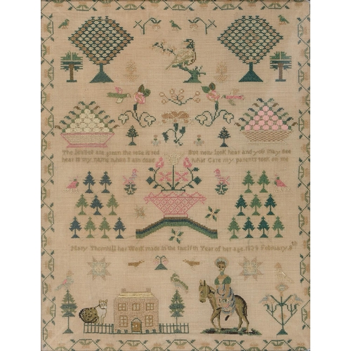 930 - A William IV linen sampler, Mary Thornhill her work made in the twelfth year of her age 1834 Februar... 