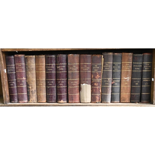 964 - Four shelves of antiquarian books, 19th c and later, including 31 volumes of the Building News, mixe... 