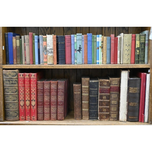 996 - Three shelves of antiquarian and general books, early 19th c and later, including a leather bound Ho... 