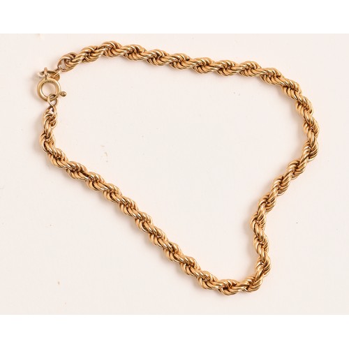 179 - A 9ct gold rope bracelet, 18cm, 3.6g