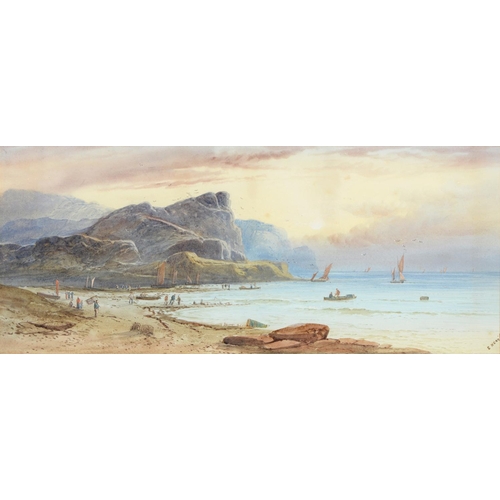 1119 - E Nevil (Fl. c1890) - Lake Scenes, a set of three, all signed, watercolour, 23 x 53cm and J Ford, 18... 