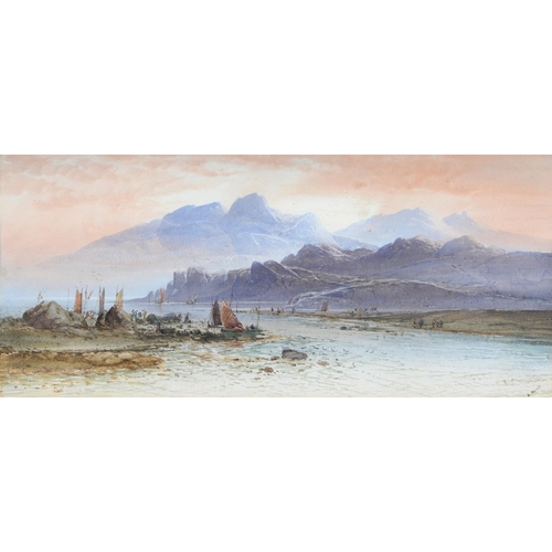 1119 - E Nevil (Fl. c1890) - Lake Scenes, a set of three, all signed, watercolour, 23 x 53cm and J Ford, 18... 