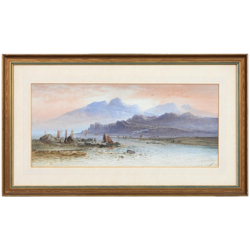 1119 - E Nevil (Fl. c1890) - Lake Scenes, a set of three, all signed, watercolour, 23 x 53cm and J Ford, 18... 