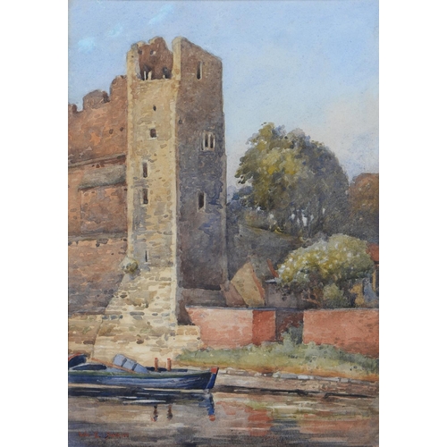 1121 - John Edwards (c1820-1888) - Wilford Ferry, signed, oil on board, 29 x 59.5cm, two watercolours, one ... 