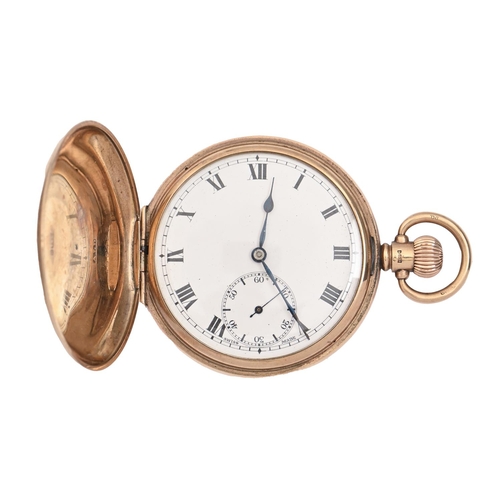 100 - A 9ct gold hunting cased keyless lever watch, gold cuvette and bow, 49mm diam, Birmingham 1930, 92.2... 