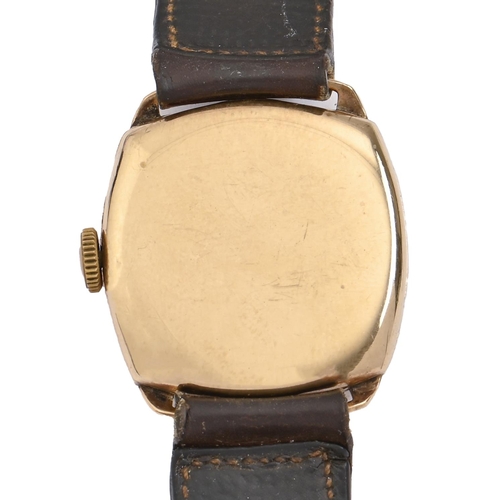 103 - A Limit III 9ct gold cushion shaped gentleman's wristwatch, 27 x 28mm, Birmingham 1949... 