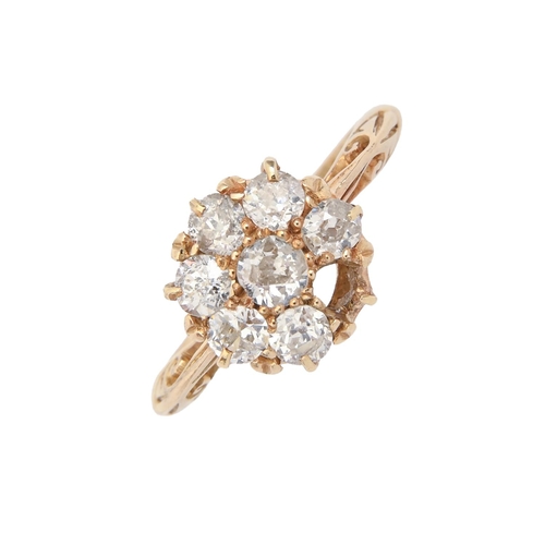 12 - A diamond cluster ring, with old cut diamonds, in 18ct gold, Birmingham 1910, 4g, size M... 