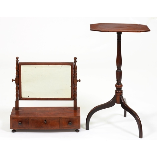 1223 - A George III mahogany tripod table, the octagonal top on slender vase knopped pillar, 73cm h; 32 x 3... 