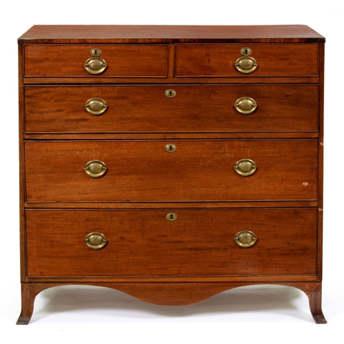 1224 - A George IV mahogany chest of drawers, on splayed feet, 103cm h; 50 x 105cm