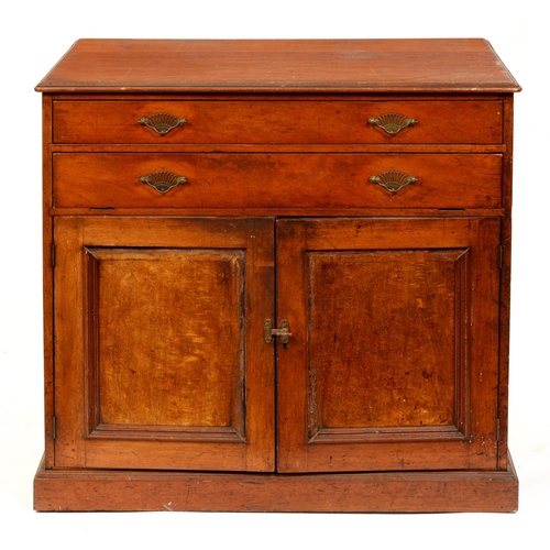 1226 - A Victorian mahogany library cabinet, fitted two drawers, one with fall front above pair of panelled... 