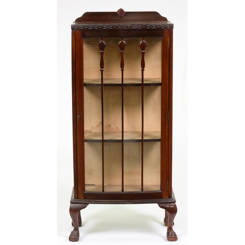 1231 - A bow fronted mahogany china cabinet, c1930, 133cm h; 56cm l