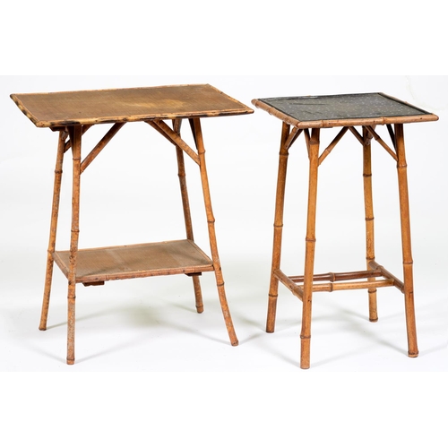 1232 - Two Edwardian bamboo occasional tables, 72cm h; 42 x 61cm and smaller