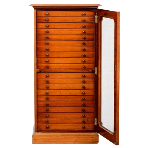 1325 - A Victorian mahogany collector’s cabinet, c1900, each of the 20 drawers with detachable glass ... 