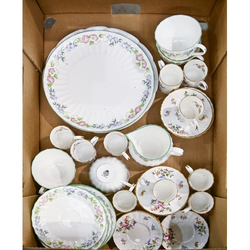 1468 - A Royal Worcester Roanoke pattern coffee service and a Royal Worcester English Garden pattern tea se... 