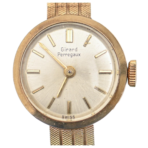 172 - A Giraud-Perregaux 9ct gold lady's wristwatch, 17mm diam, London 1963, on 9ct gold bracelet, 17.4g... 