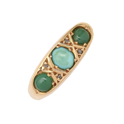 180 - A turquoise ring with diamond accents, in 18ct gold, Birmingham 1914, 1.9g, size A