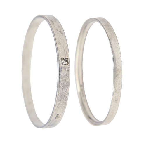 187 - Two contemporary silver bangles, 56 and 68mm (internal), both London, one by David Scott Walker, 199... 