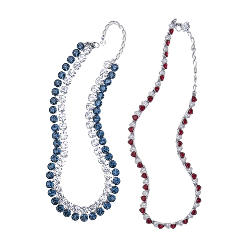 190 - Costume jewellery. Two Swarovski glass necklaces, 35 and 38cm l, maker's trademark