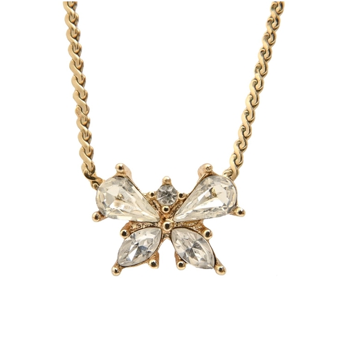 192 - Costume jewellery. A Christian Dior giltmetal butterfly necklace,  41cm, signed and marked GERMANY, ... 