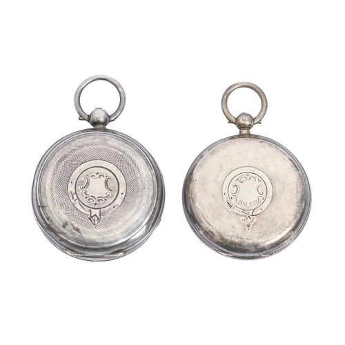 205 - Two English silver lever watches, 51mm diam, both Chester, 1891 and 1901