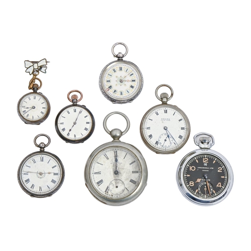 226 - Two silver lever lady's watches, late 19th c and five various other lever and cylinder watches, vari... 