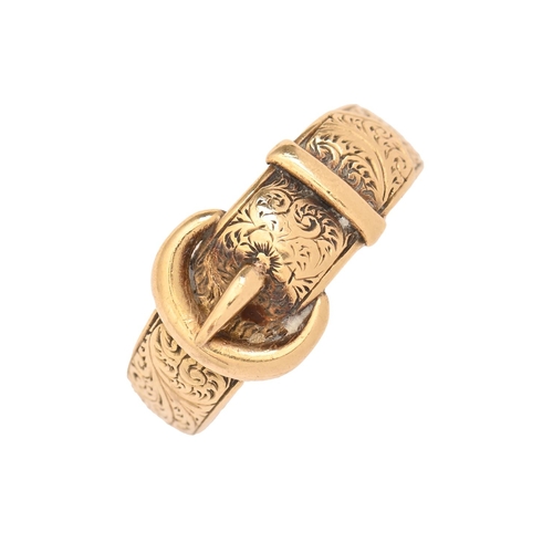 23 - A Victorian 18ct gold buckle ring, Birmingham 1898, 6.3g, size F