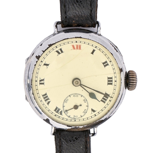 235 - A silver wristlet watch, 31mm diam, import marked Edinburgh 1927