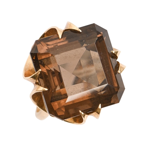 65 - A cinnamon citrine ring, in 9ct gold, London 1972, 10g, size N