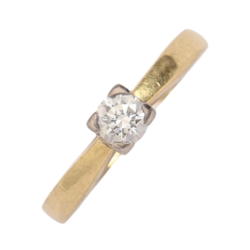 66 - A diamond ring, with  round brilliant cut diamond, in 18ct gold, Convention marked, 3.2g, size H... 