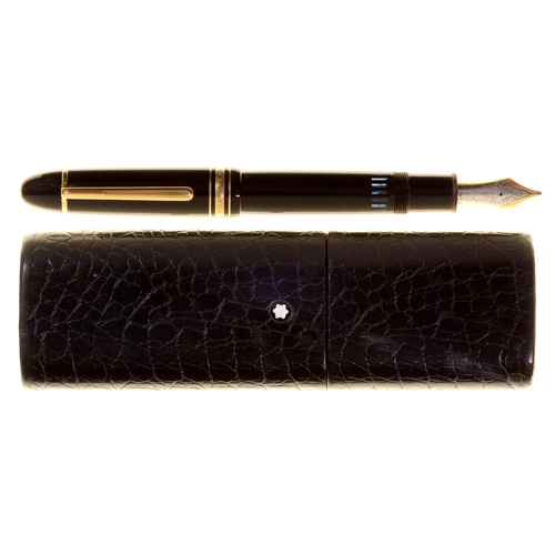 668 - A Montblanc Meisterstuck 149 fountain pen, black leather case with pull-off lid