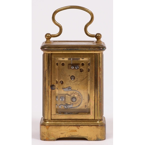 684 - A French miniature brass carriage timepiece, mignonette, Klaftenberger 157 Regent St, c1870, with si... 