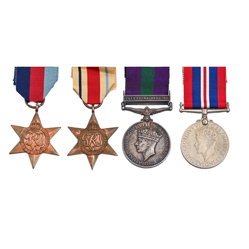 699 - WWII, attributed group of four, 1939-1945 Star, Africa Star, War Medal and General Service Medal one... 