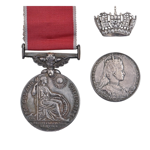 702 - British Empire Medal, GRI Civil Division David Bilney, paste set silver naval crown sweetheart's bro... 