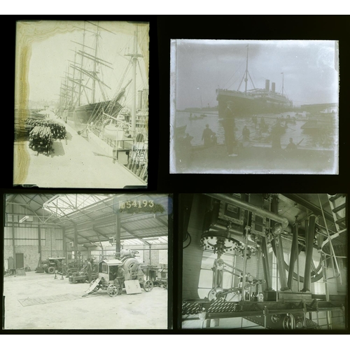 714 - Photographs. Miscellaneous glass plate negatives, first half 20th c, the subjects including naval sh... 