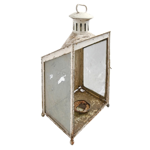 881 - An early Victorian sheet iron candle back or wall lantern, 69cm h