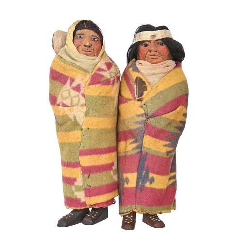 883 - Tribal Art. Two Native American softwood and card Skookum 'Indian' dolls by Mary Francis Woods, 20th... 