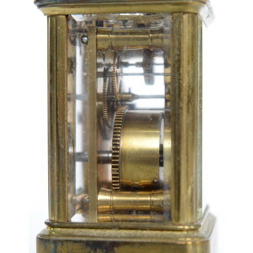 684 - A French miniature brass carriage timepiece, mignonette, Klaftenberger 157 Regent St, c1870, with si... 