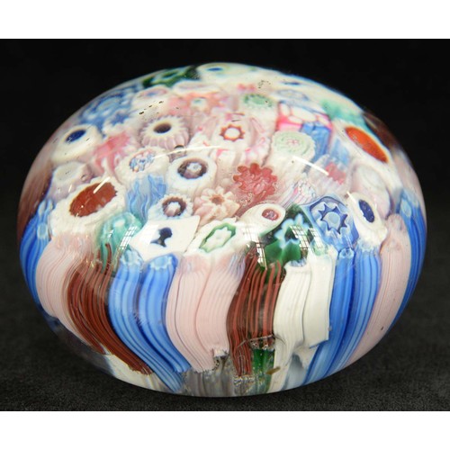 590 - A Bacchus close-packed millefiori paperweight, c1850, including silhouette canes of, possibly, Queen... 