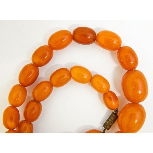 162 - Two necklaces of amber beads, 79g