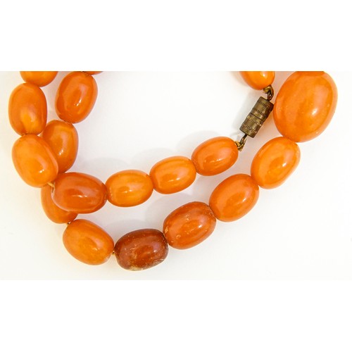 162 - Two necklaces of amber beads, 79g