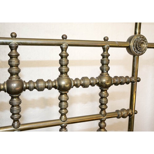 1345 - A brass bed, 19th c, castors, 152cm w